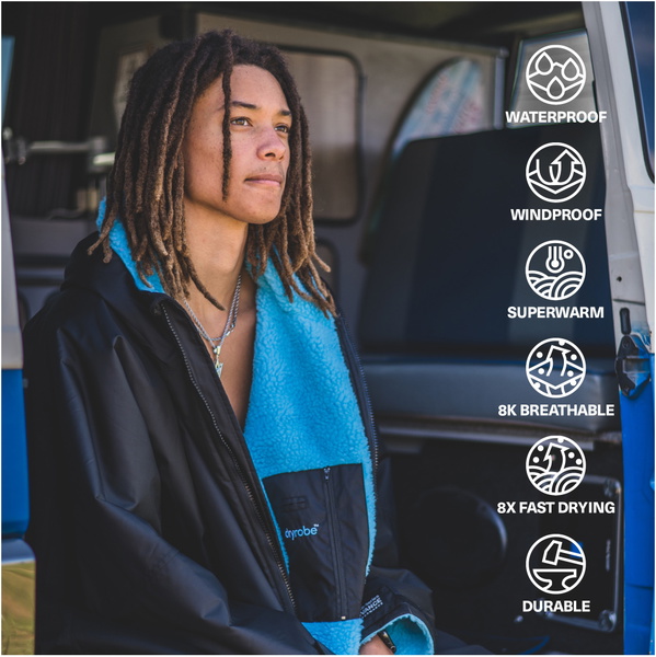 2026 Dryrobe Advance Langærmet Omklædningskåbe DALSV3 - Black / Blå